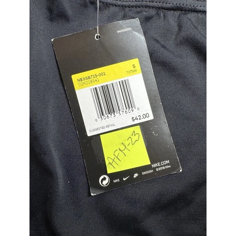 Nike Logo Tape Black Cross Back Tankini Swim Top Size  SMALL Girls